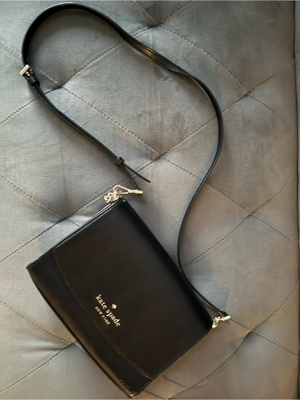 kate spade Black Leather Crossbody with Gold-Tone Logo